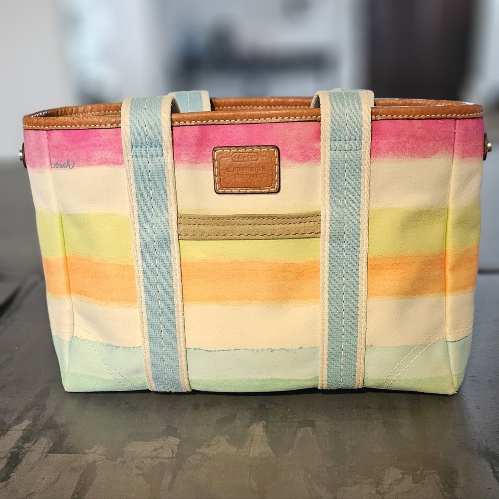 Coach Hampton Watercolor Canvas Satchel Bag A0832-F10025